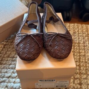 Brown Woven Ballet Flats